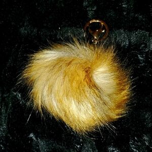 Tan Brown Furry Pom Keychain